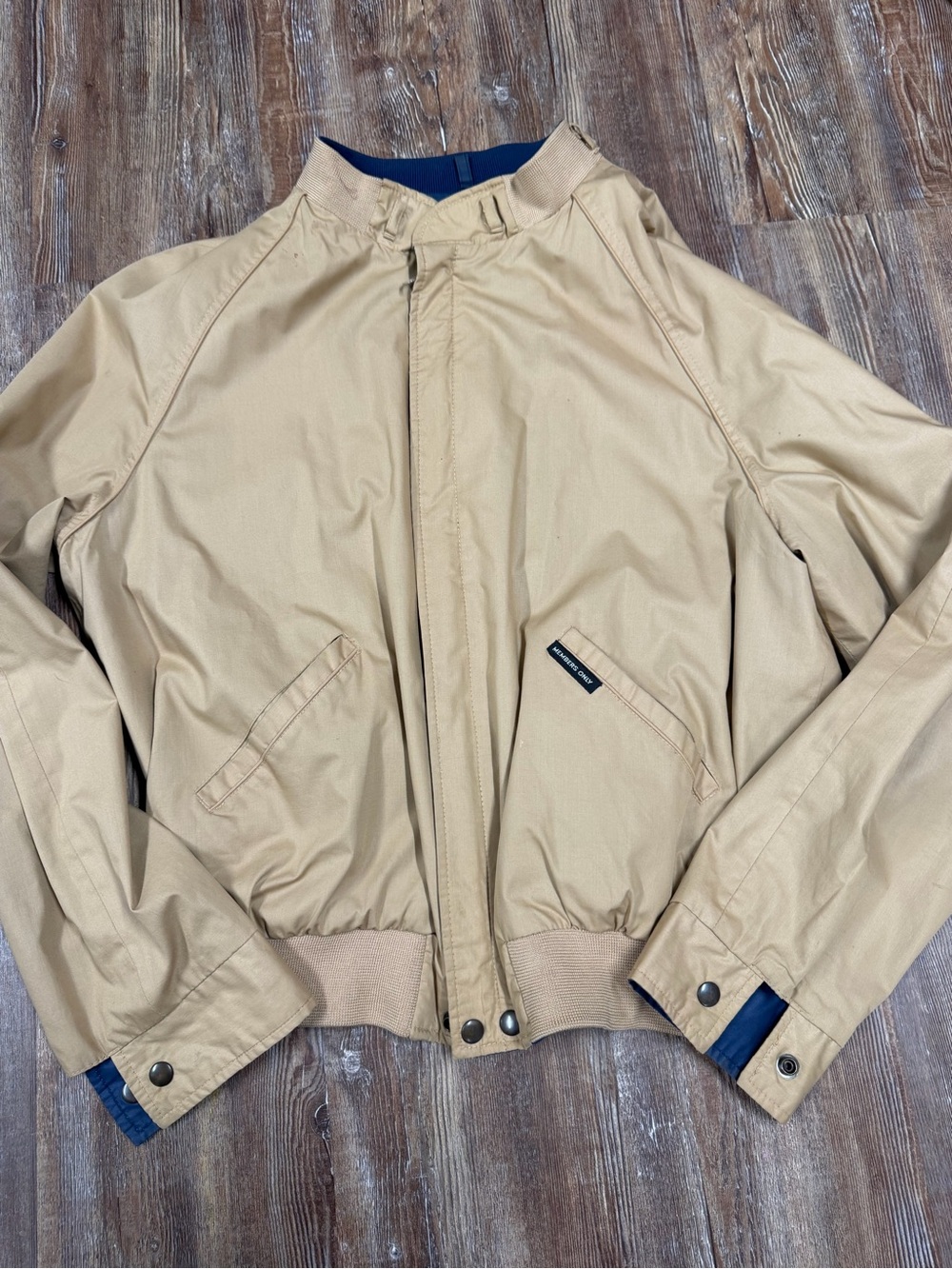 Vintage reversible Members Only tan & navy jacket